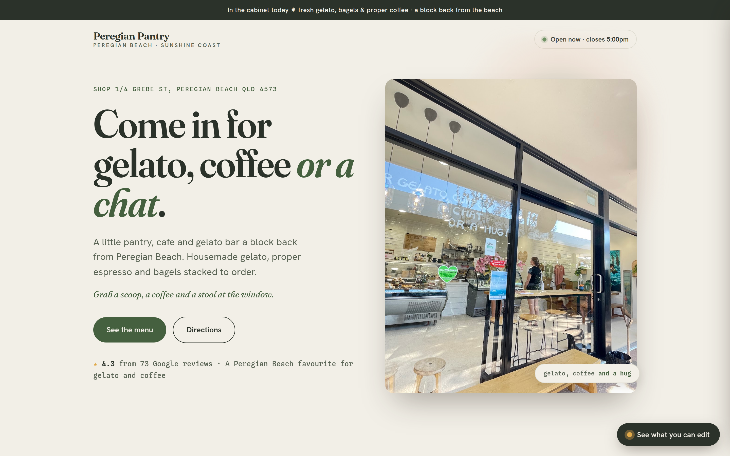 Peregian Pantry website built by Servery, a beachside café at Peregian Beach